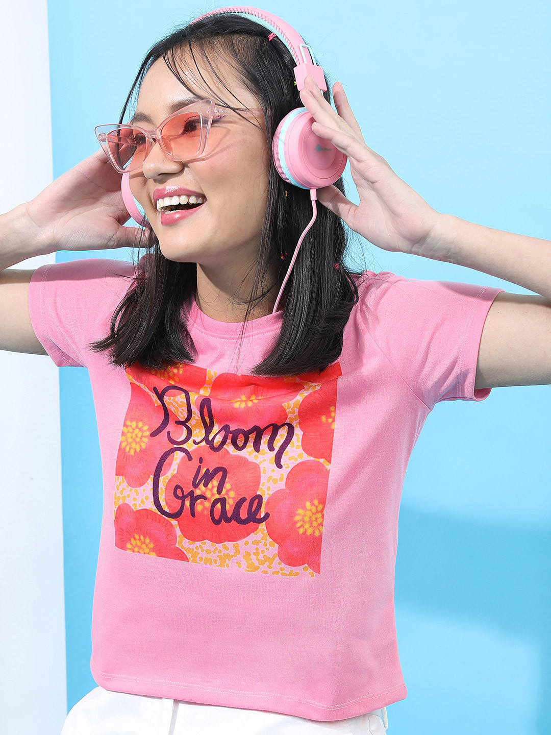 

Tokyo Talkies Women Typography Printed T-shirt, Pink