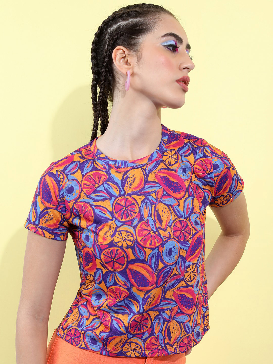 

Tokyo Talkies Printed Round Neck Short Sleeves T-shirt, Orange