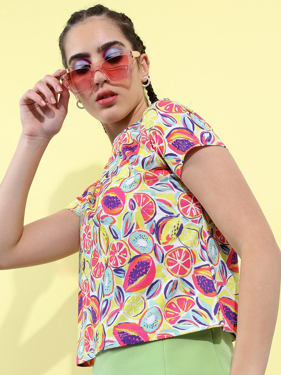 

Tokyo Talkies Women Graphic Printed T-shirt, Yellow
