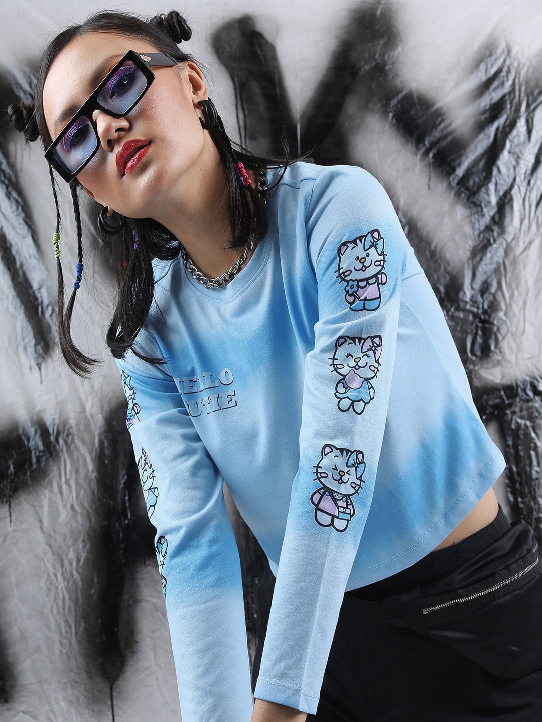 

Tokyo Talkies Women Hello Kitty Printed Long Sleeve T-shirt, Blue