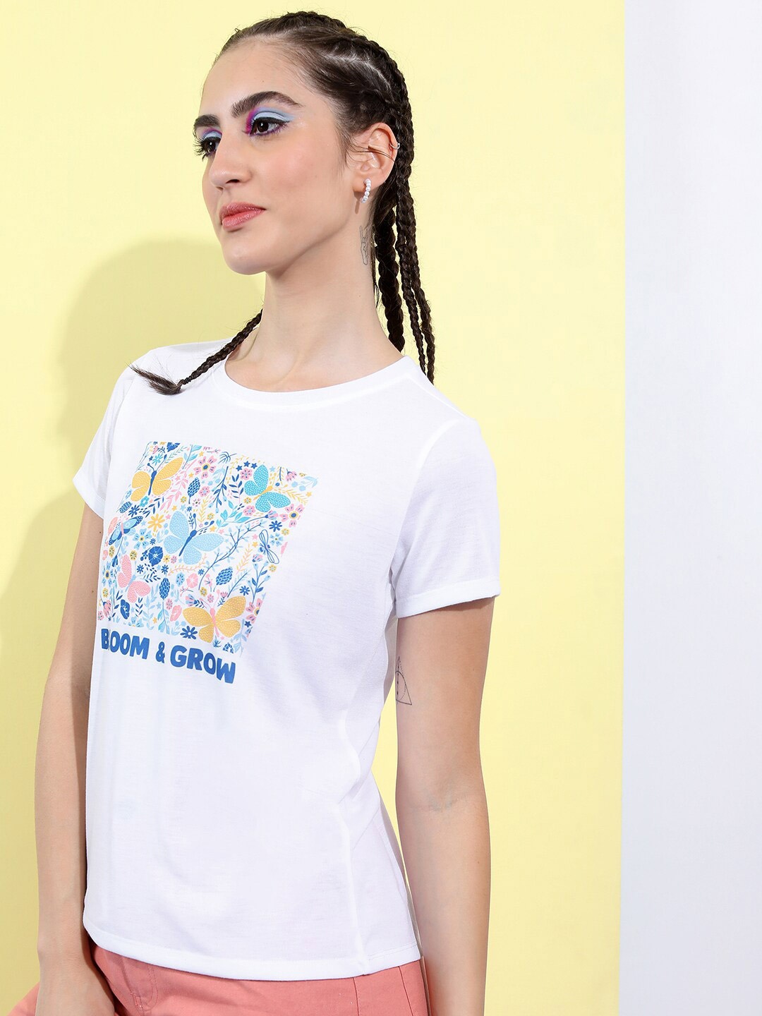 

Tokyo Talkies Floral Printed Round Neck T-shirt, White