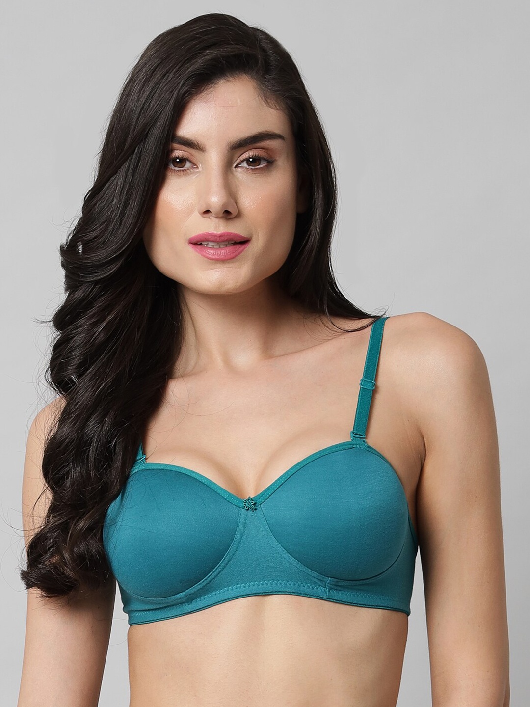 

Narsingha Dreams Half Cup Lightly Padded Side Shaper Pure Cotton T-Shirt Bra, Green