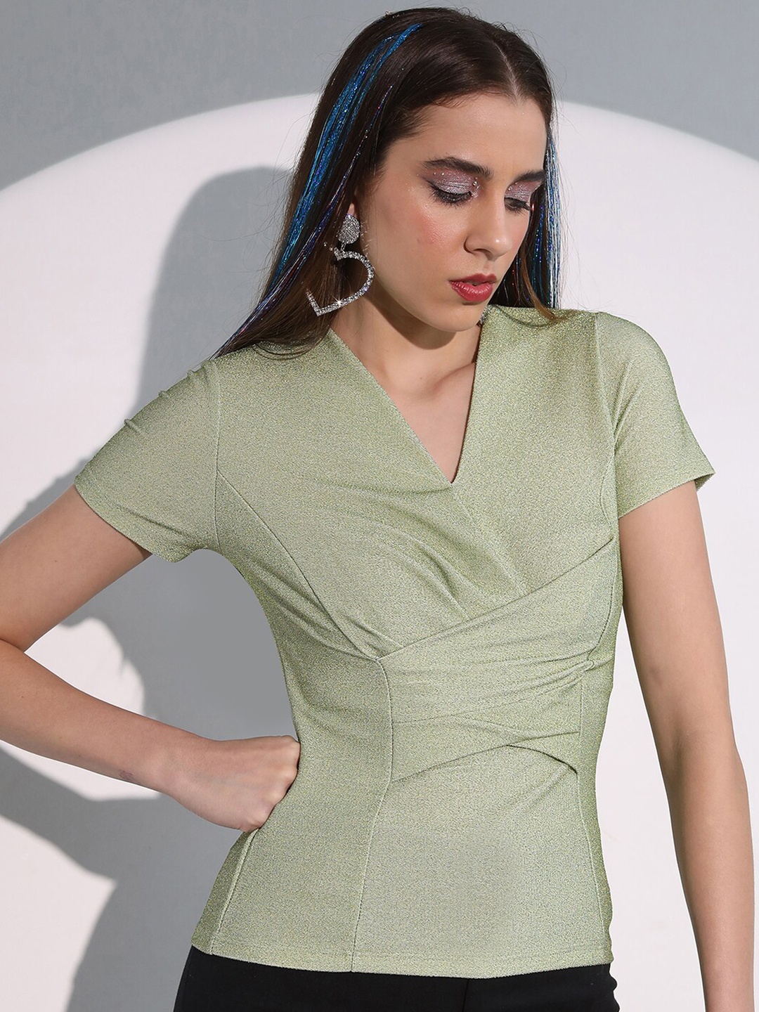 

Tokyo Talkies V-Neck Wrap Top, Green