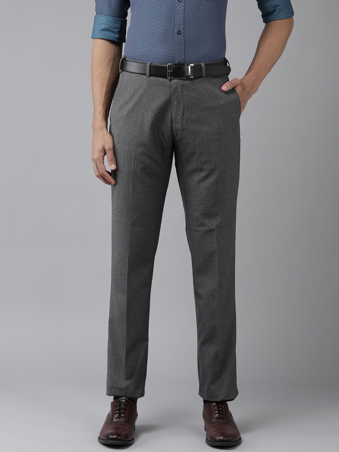 

Park Avenue Men Mid-Rise Smart Trousers, Grey