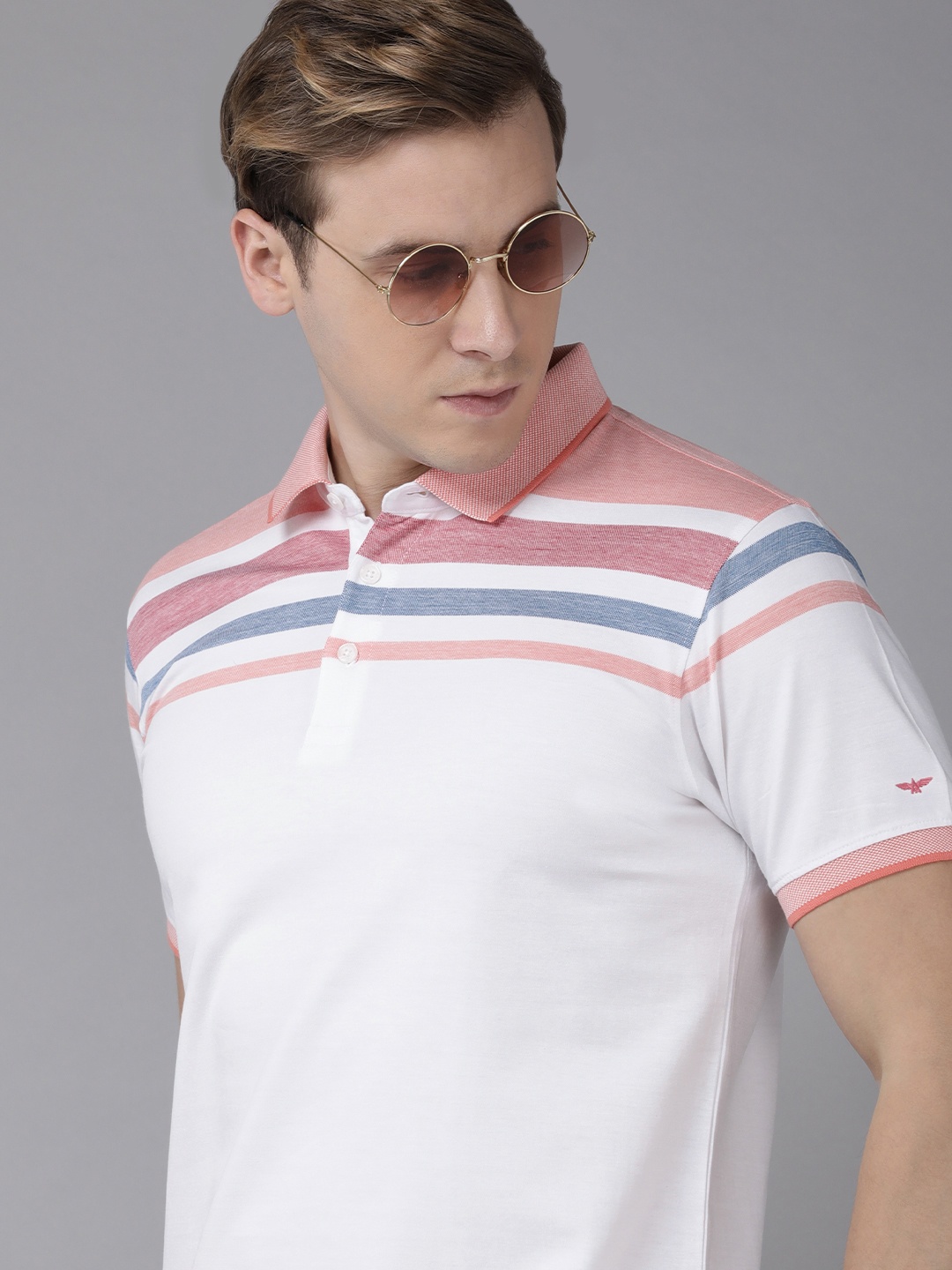 

Park Avenue Striped Pure Cotton Slim Fit T-shirt, White