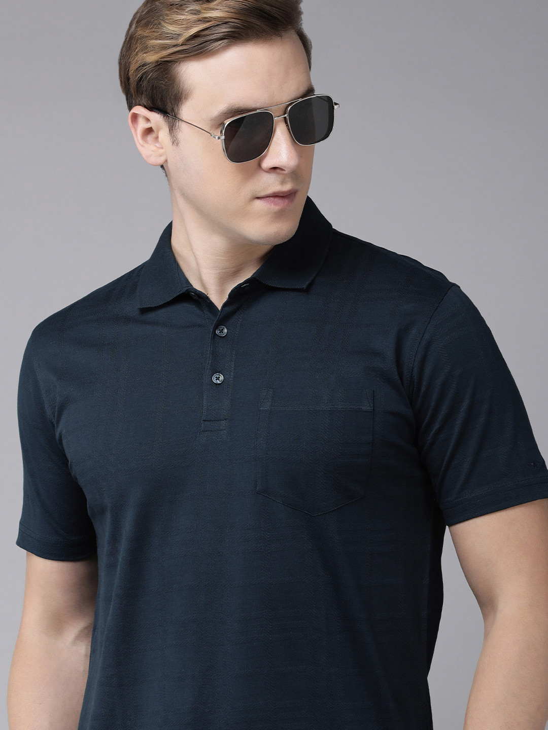 

Park Avenue Polo Collar Pure Cotton Slim Fit T-shirt, Navy blue
