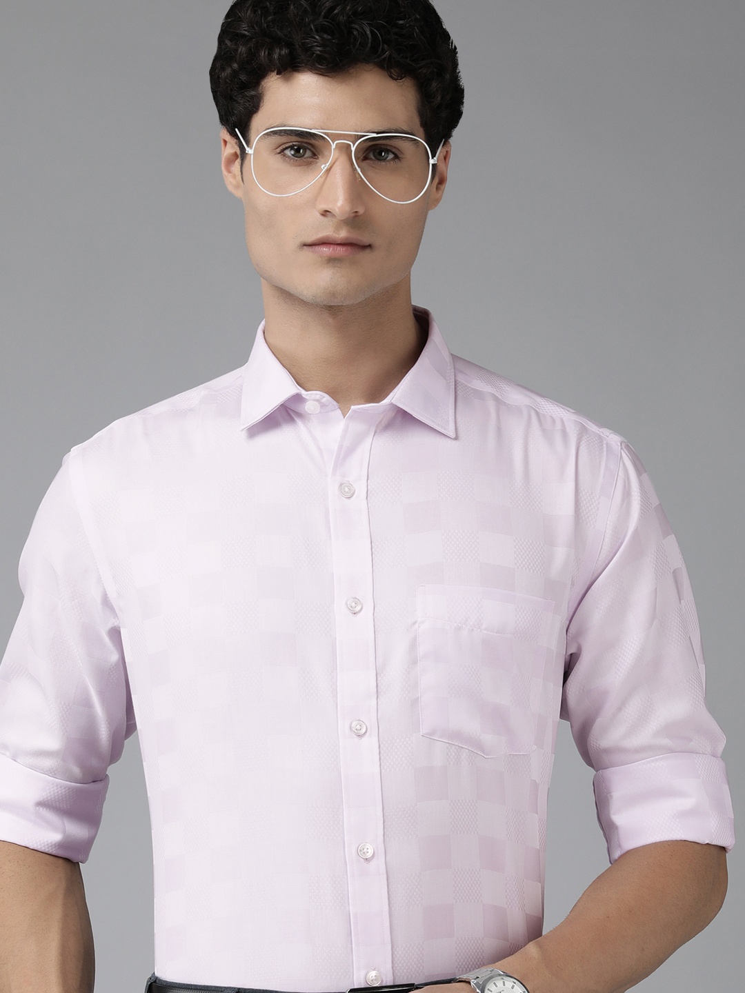 

Park Avenue Pure Cotton Checked Formal Shirt, Lavender