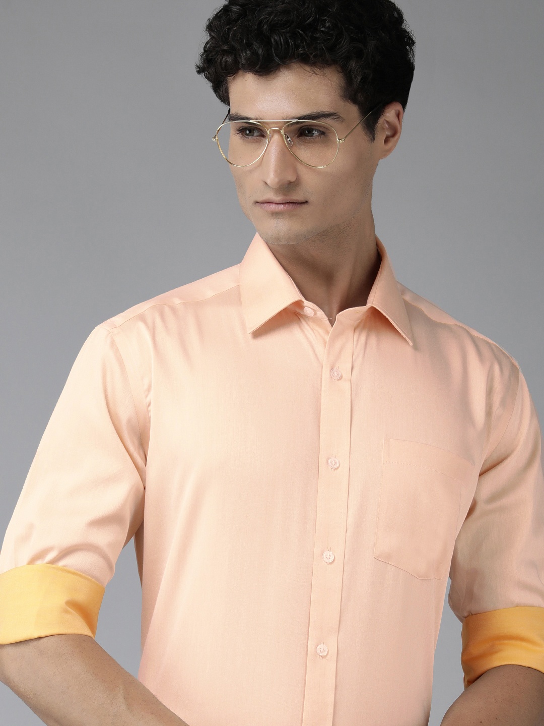 

Park Avenue Men Solid Opaque Pure Cotton Formal Shirt With Chest Pocket, Orange