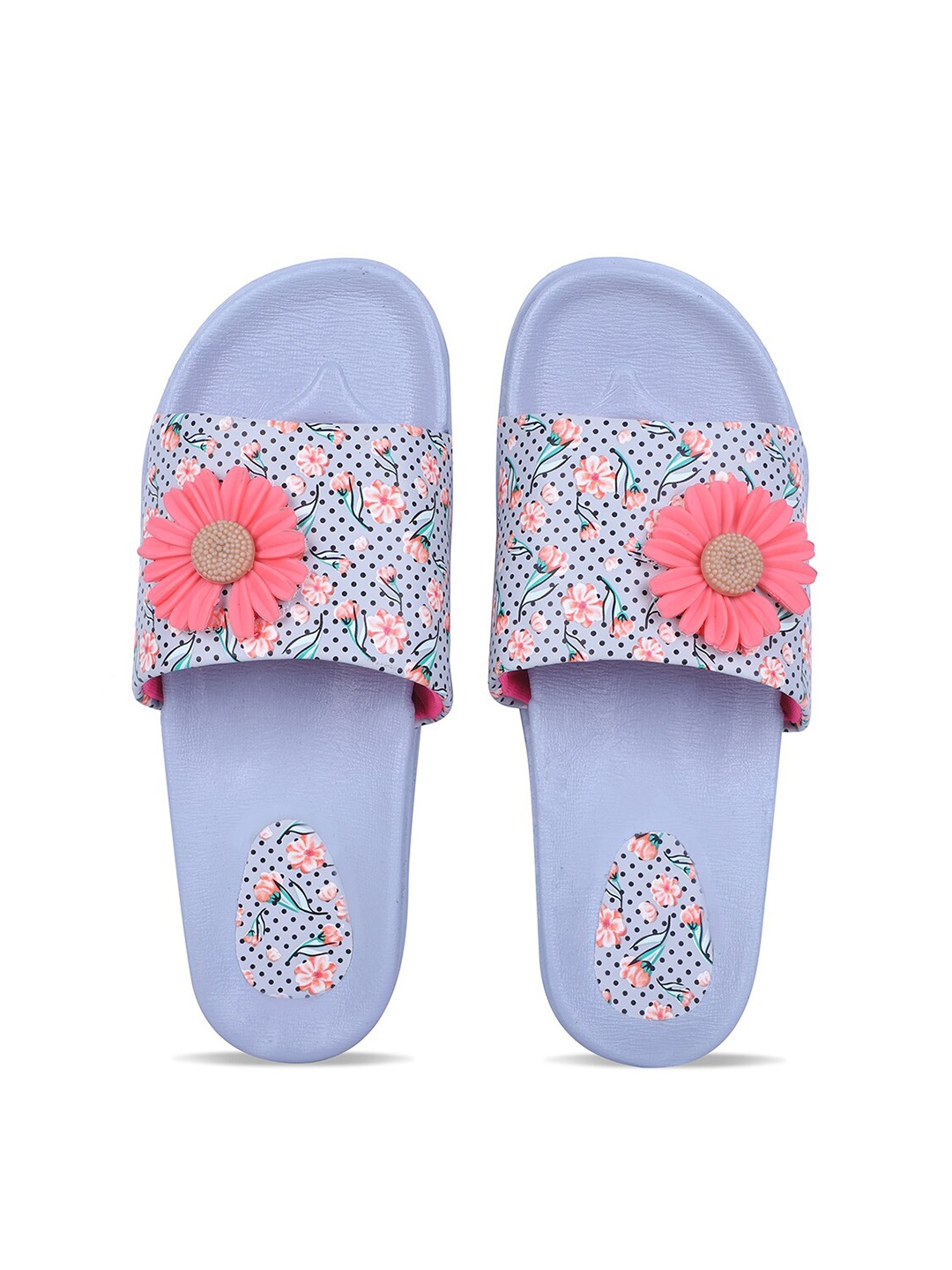 

FABBMATE Women Floral Printed Sliders, Grey