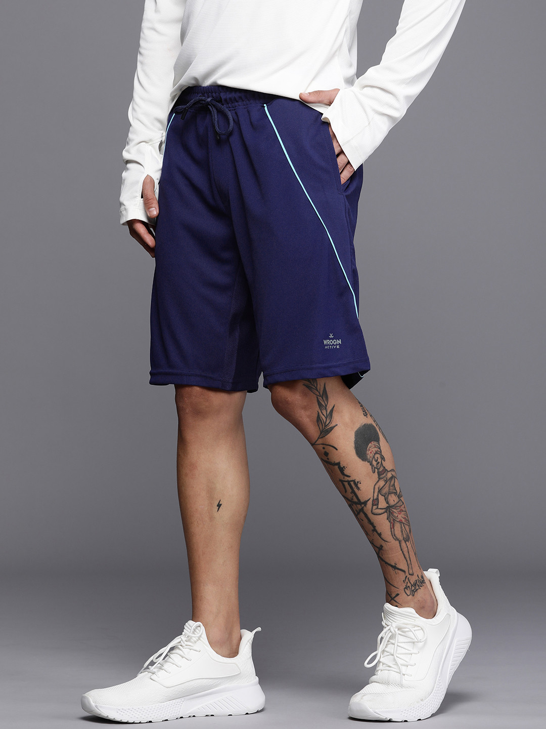

WROGN ACTIVE Men Mid-Rise Dry-Pro Sports Shorts, Navy blue