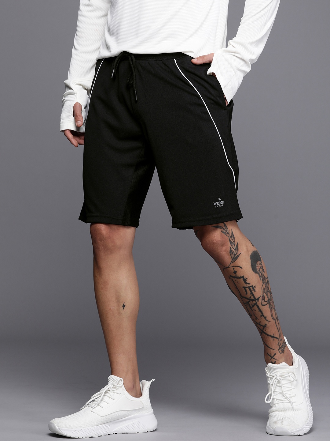 

WROGN ACTIVE Men Mid-Rise Dry-Pro Sports Shorts, Black