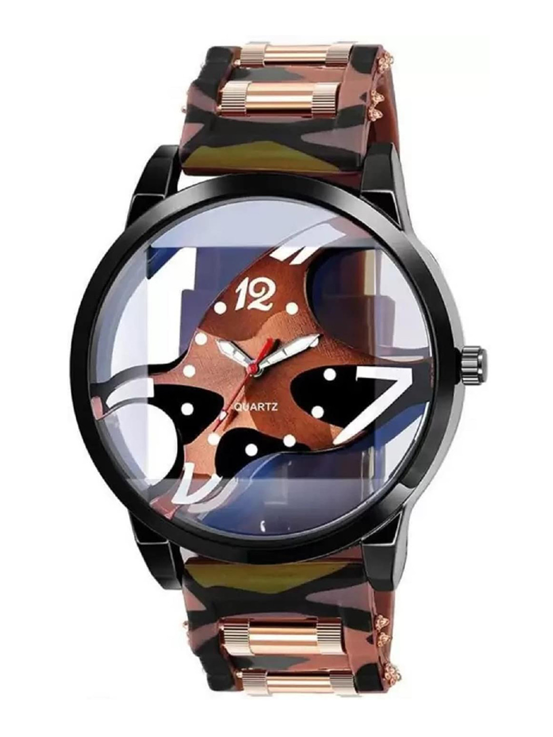 

WATCHSTAR Men Printed Dial & Bracelet Style Straps Analogue Watch Bullet Brown1, Brown