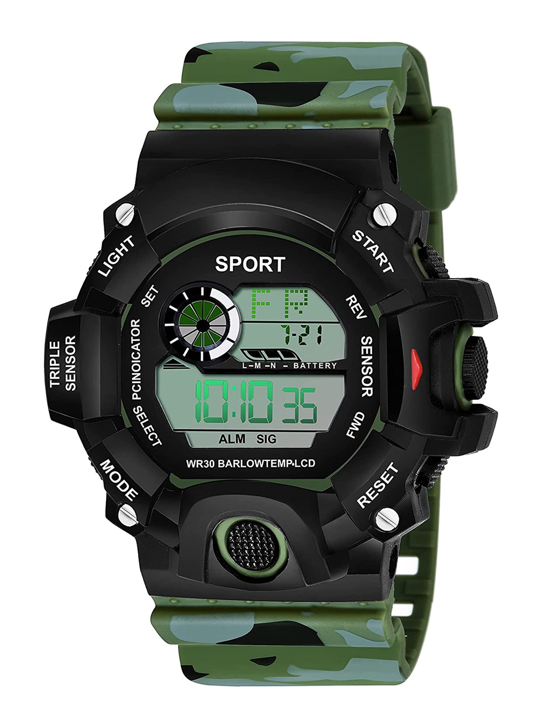 

WATCHSTAR Men Rubber Strap Digital Watch army C shock Green1, Green