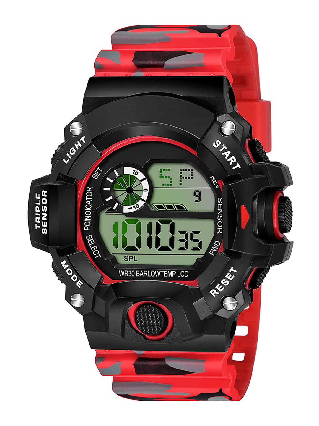 

WATCHSTAR Men Alarm Function Sports Digital Watch- Army C shock Red1, Red