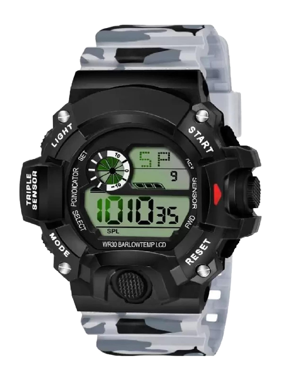 

WATCHSTAR Men Round Sport digital Watch- Army c shock Grey1, Grey