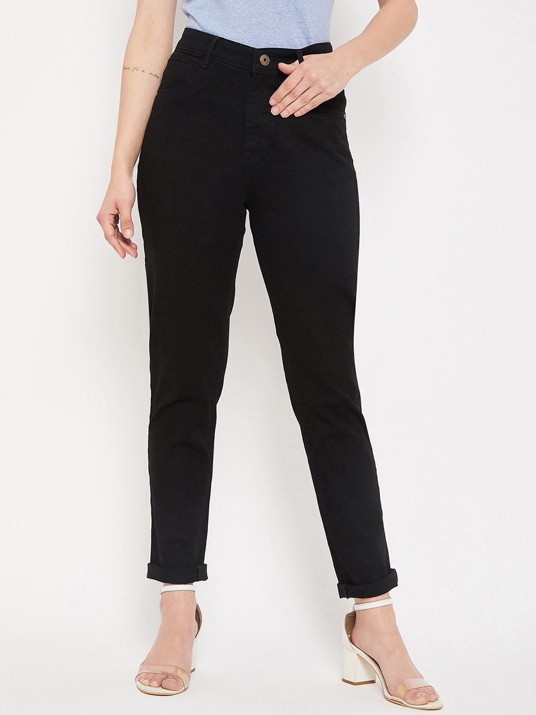 

Cantabil Women Mid Rise Stretchable Clean Look Jeans, Black