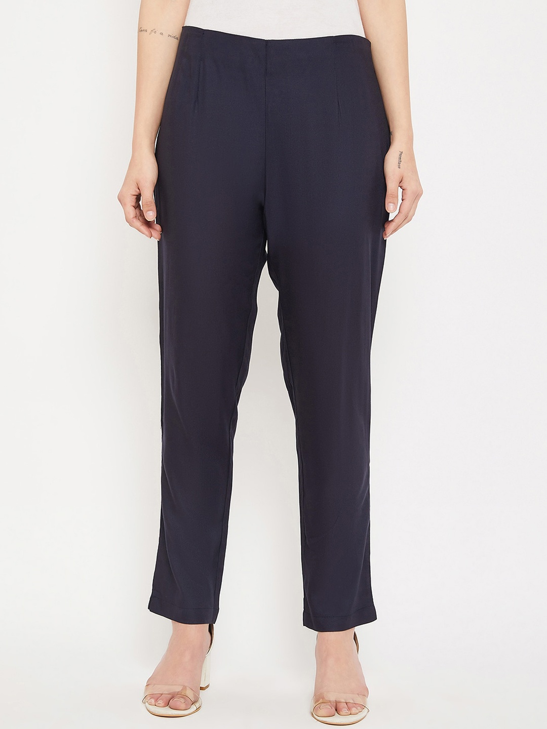 

Cantabil Women Regular Fit Easy Wash Cotton Trousers, Navy blue