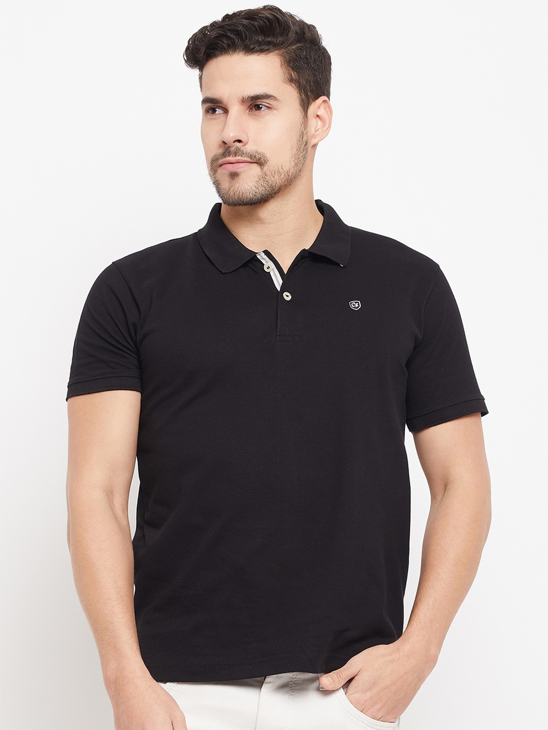 

Cantabil Polo Collar Cotton T-shirt, Black