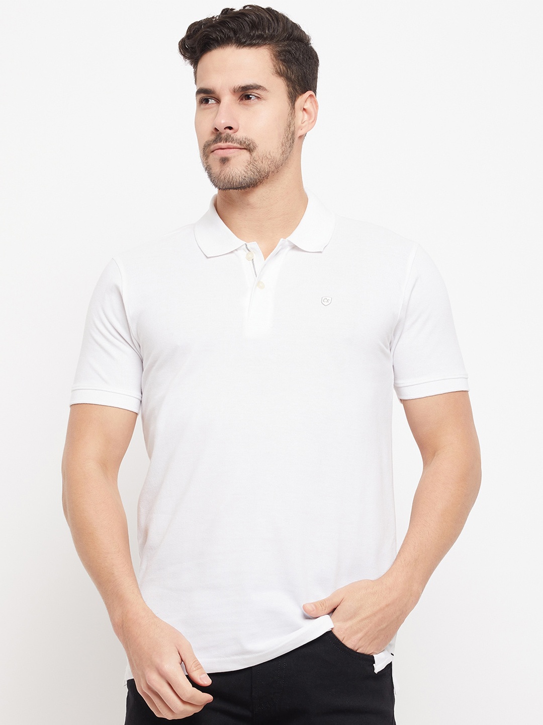 

Cantabil Polo Collar Cotton Slim Fit T-shirt, White