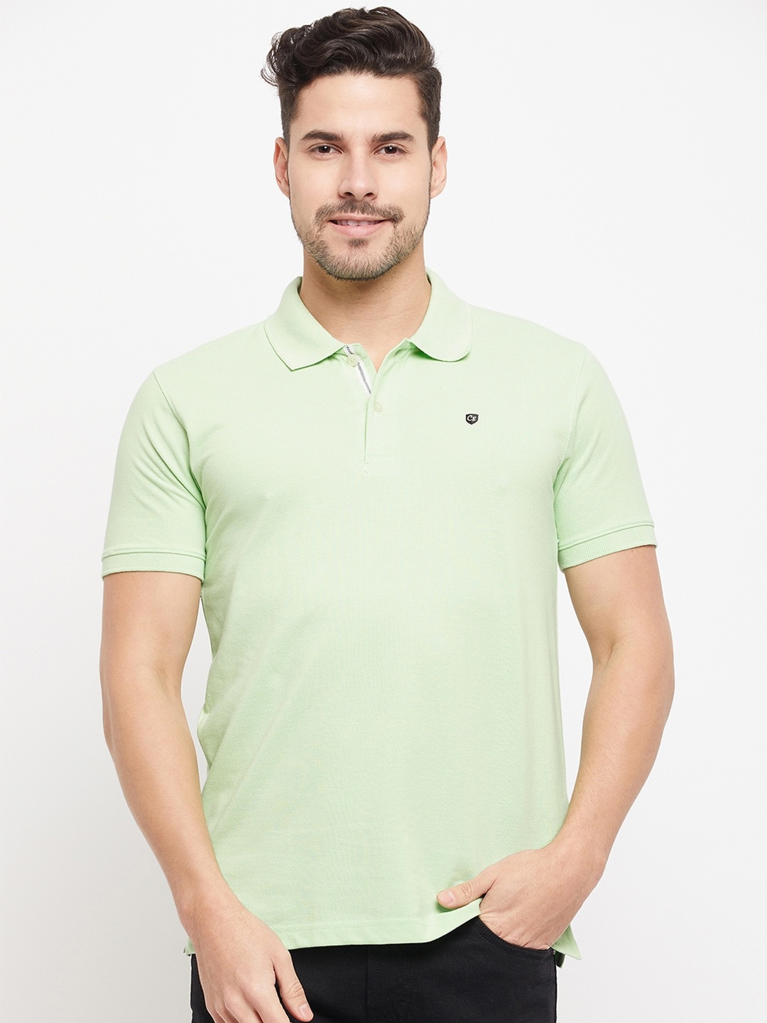 

Cantabil Polo Collar Cotton T-shirt, Green