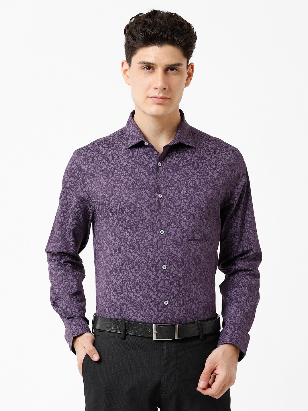 

CROYDON UK Floral Printed Cotton Formal Shirt, Purple