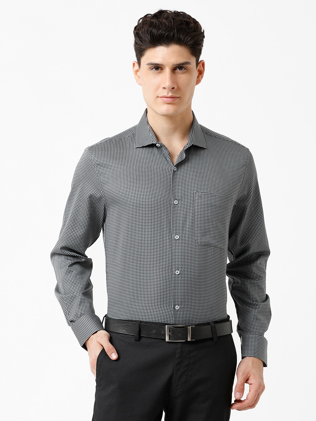 

CROYDON UK Classic Geometric Printed Cotton Formal Shirt, Grey