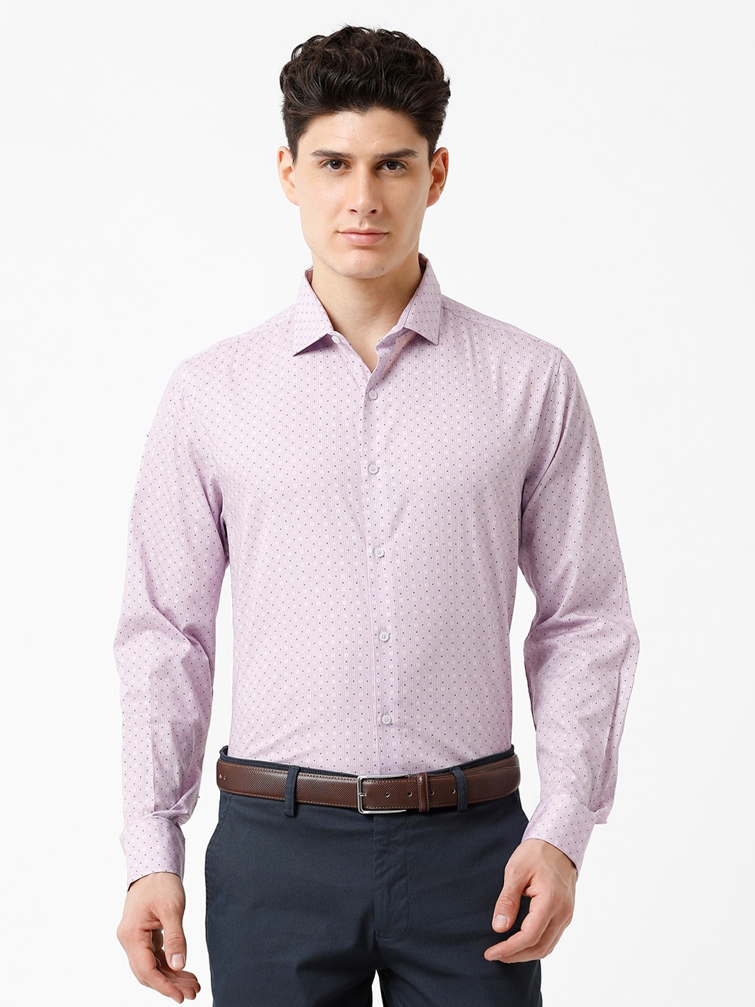 

CROYDON UK Classic Geometric Printed Cotton Formal Shirt, Lavender