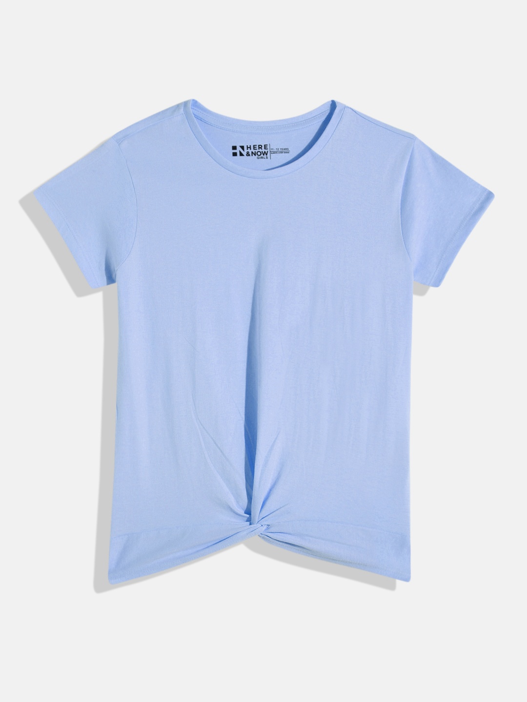 

HERE&NOW Girls Solid Pure Cotton Top, Blue