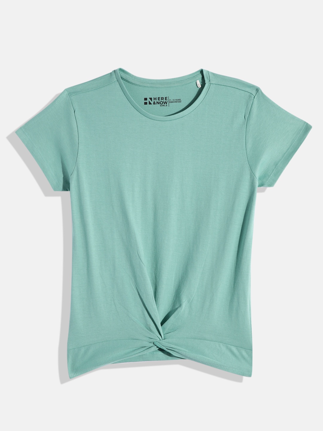 

HERE&NOW Girls Solid Pure Cotton Top, Green