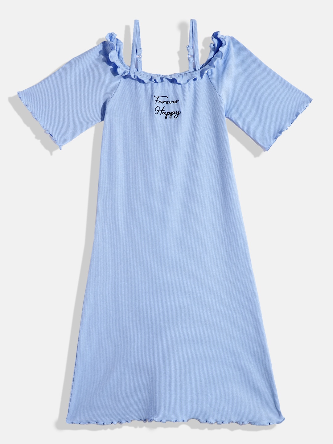 

HERE&NOW Girls Cold-Shoulder A-Line Dress, Blue