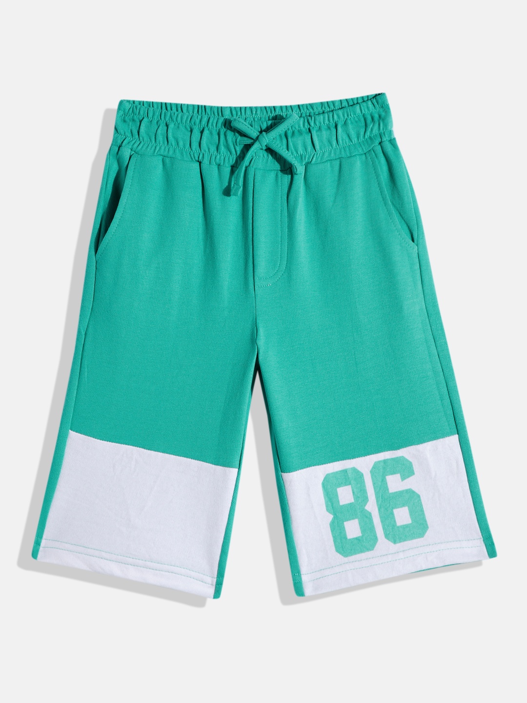 

HERE&NOW Boys Colourblocked Shorts, Sea green