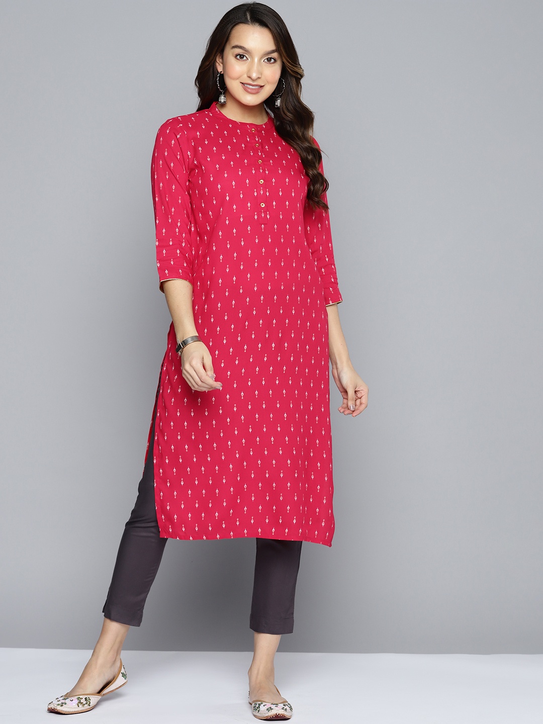

HERE&NOW Women Ethnic Motifs Printed Kurta, Pink