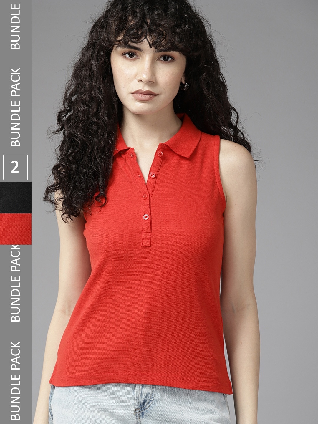 

Roadster The Lifestyle Co. Pack Of 2 Polo Collar T-shirt, Red