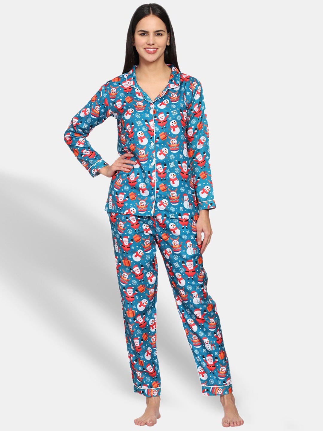 

Urban Komfort Conversational Printed Night Suit, Blue