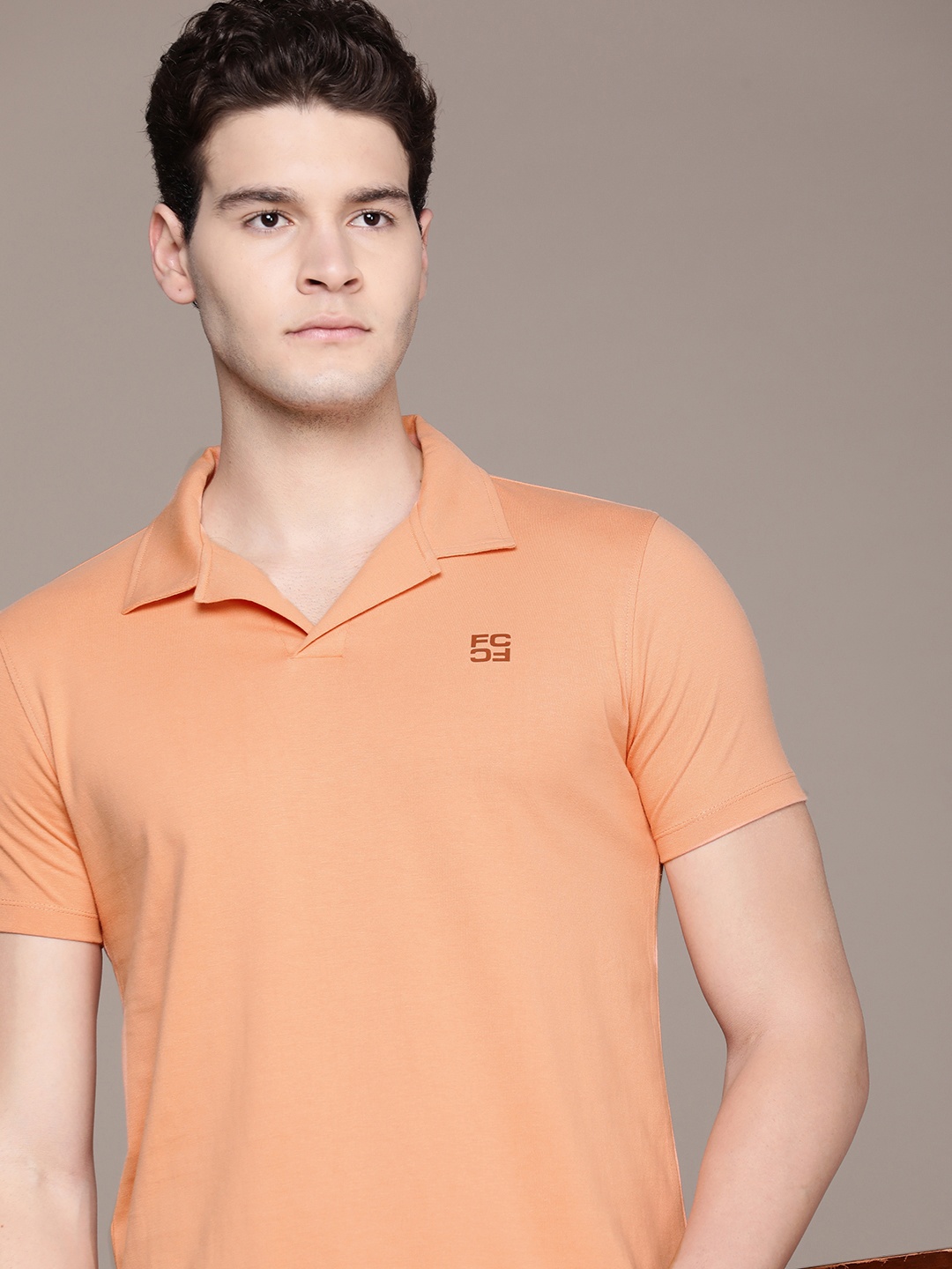 

French Connection Polo Collar Pure Cotton T-shirt, Peach