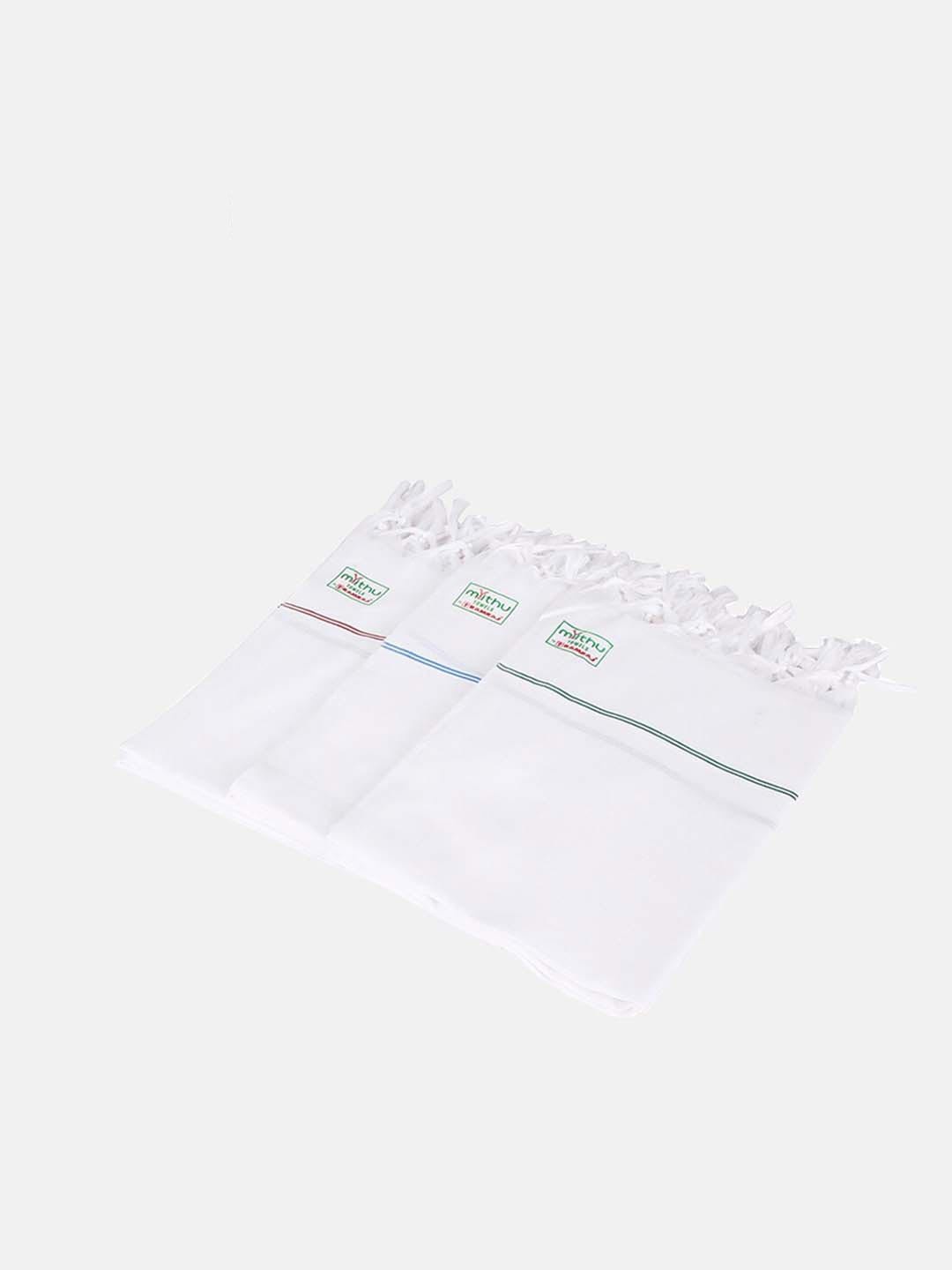 

Ramraj Pack of 3 Pure cotton Solid White 120 GSM Towel Set
