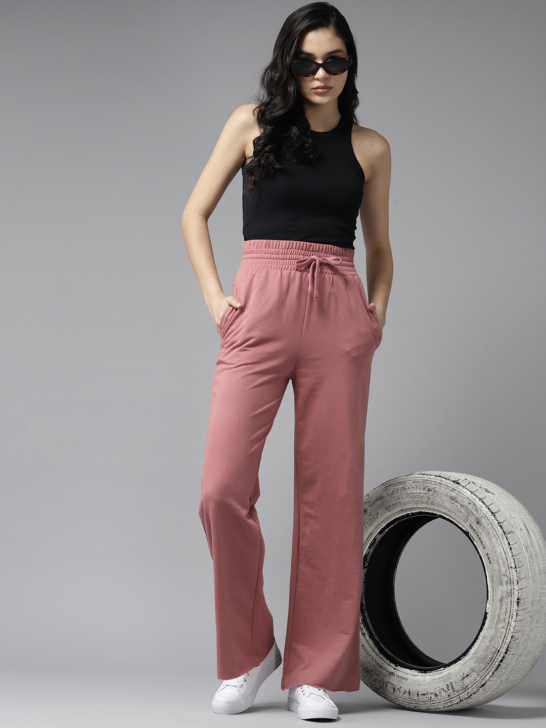 

The Roadster Lifestyle Co. Women Wide Leg Track Pants, Rose
