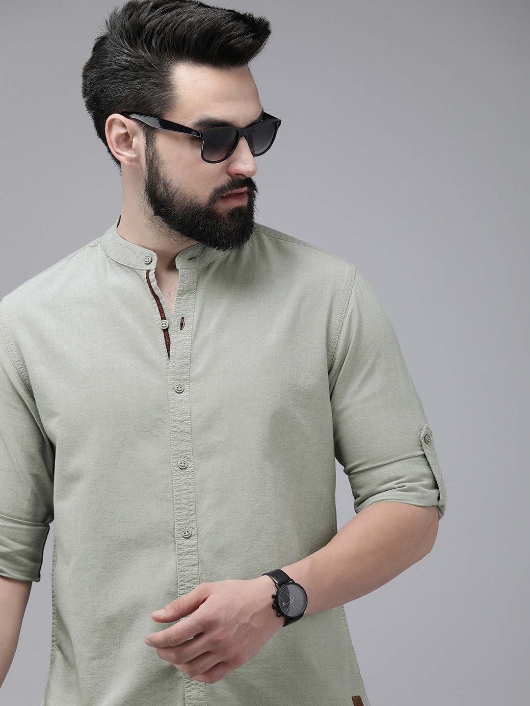 

The Roadster Life Co. Solid Pure Cotton Casual Shirt, Green