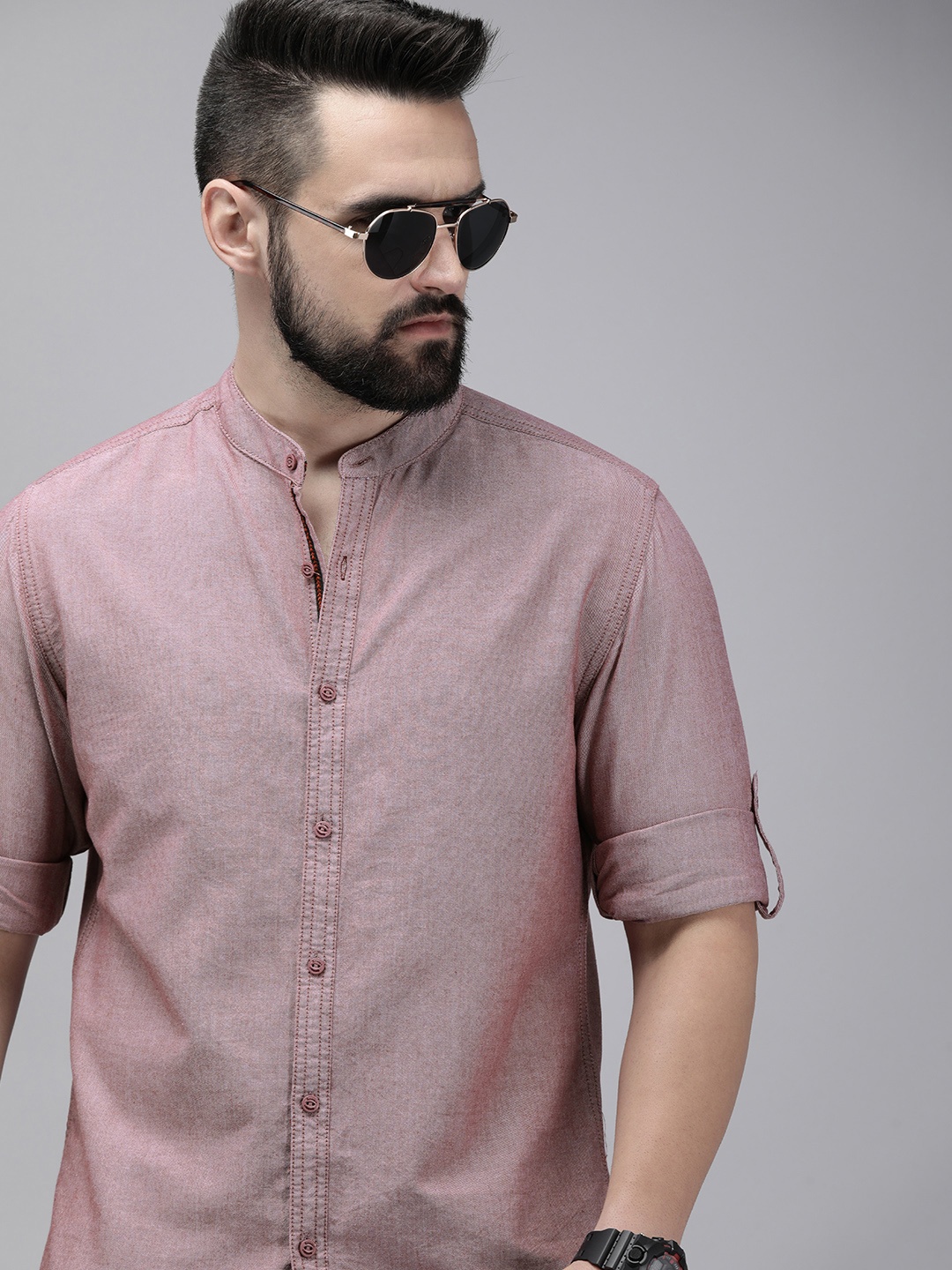 

The Roadster Lifestyle Co. Men Pure Cotton Opaque Casual Shirt, Mauve