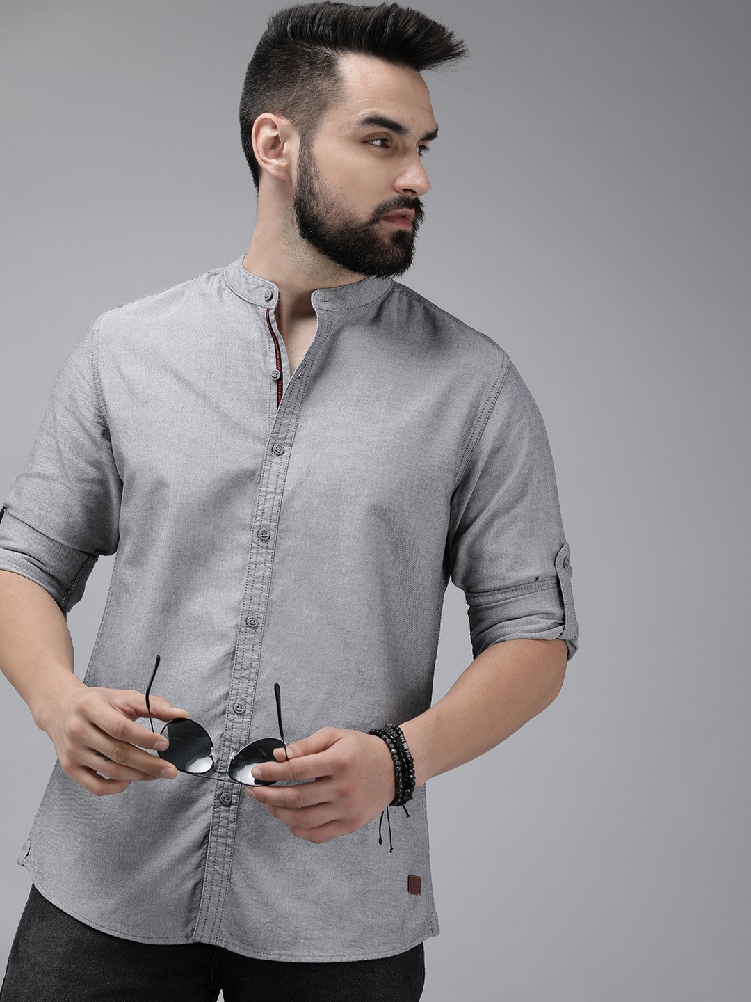 

The Roadster Life Co. Men Pure Cotton Casual Shirt, Grey
