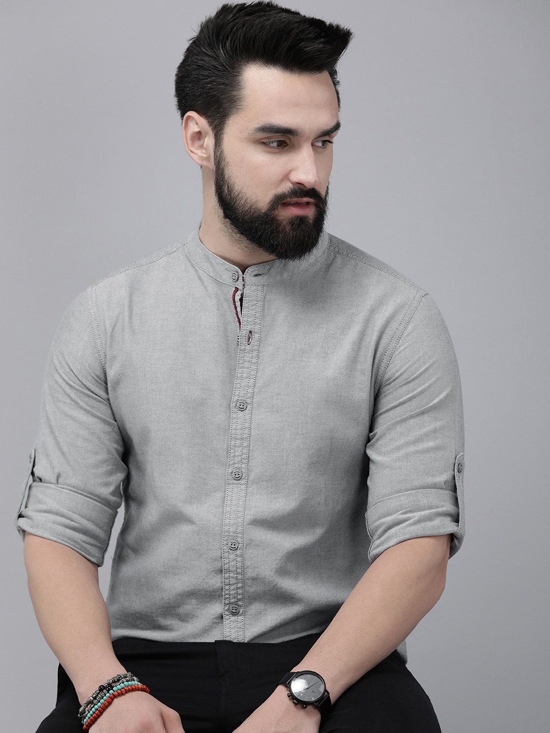 

The Roadster Life Co. Solid Pure Cotton Casual Shirt, Grey