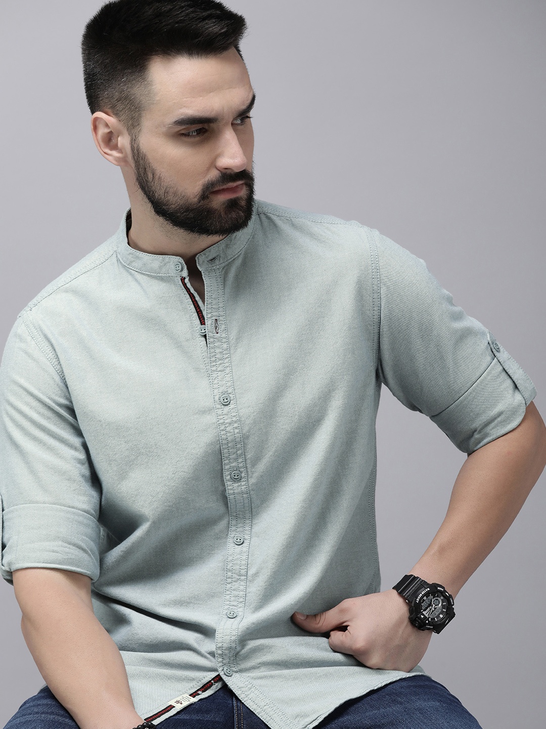 

The Roadster Life Co. Pure Cotton Casual Shirt, Green