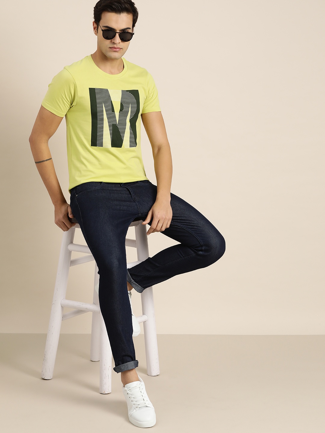 

Moda Rapido Typography Printed Pure Cotton T-shirt, Lime green