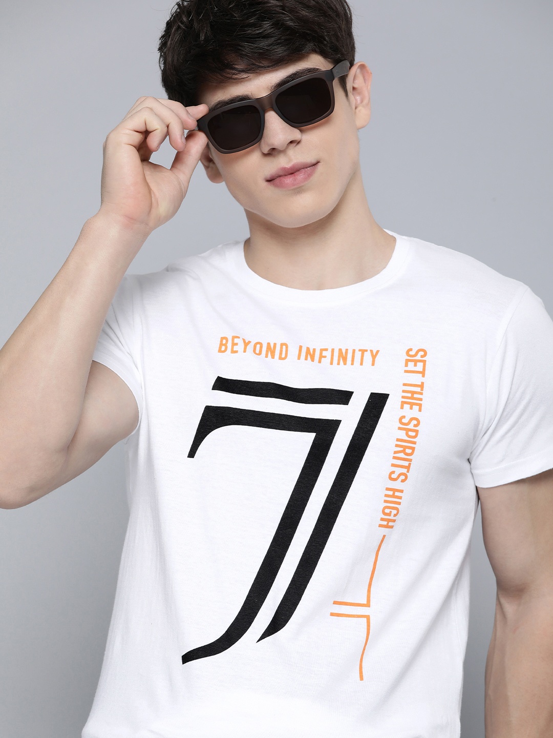 

HERE&NOW Varsity Printed Pure Cotton T-shirt, White