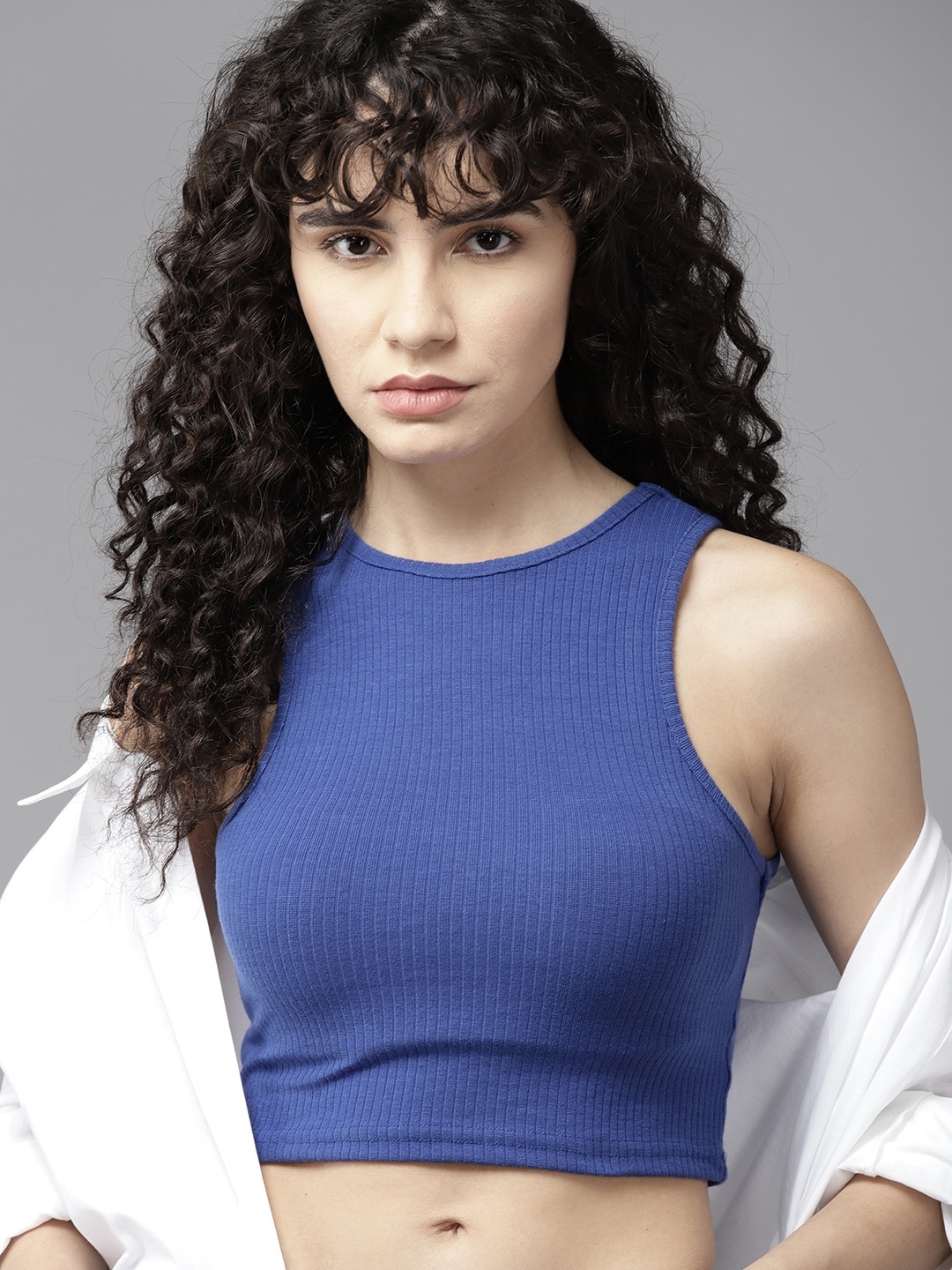

The Roadster Lifestyle Co. Ribbed Crop Tank Top, Blue