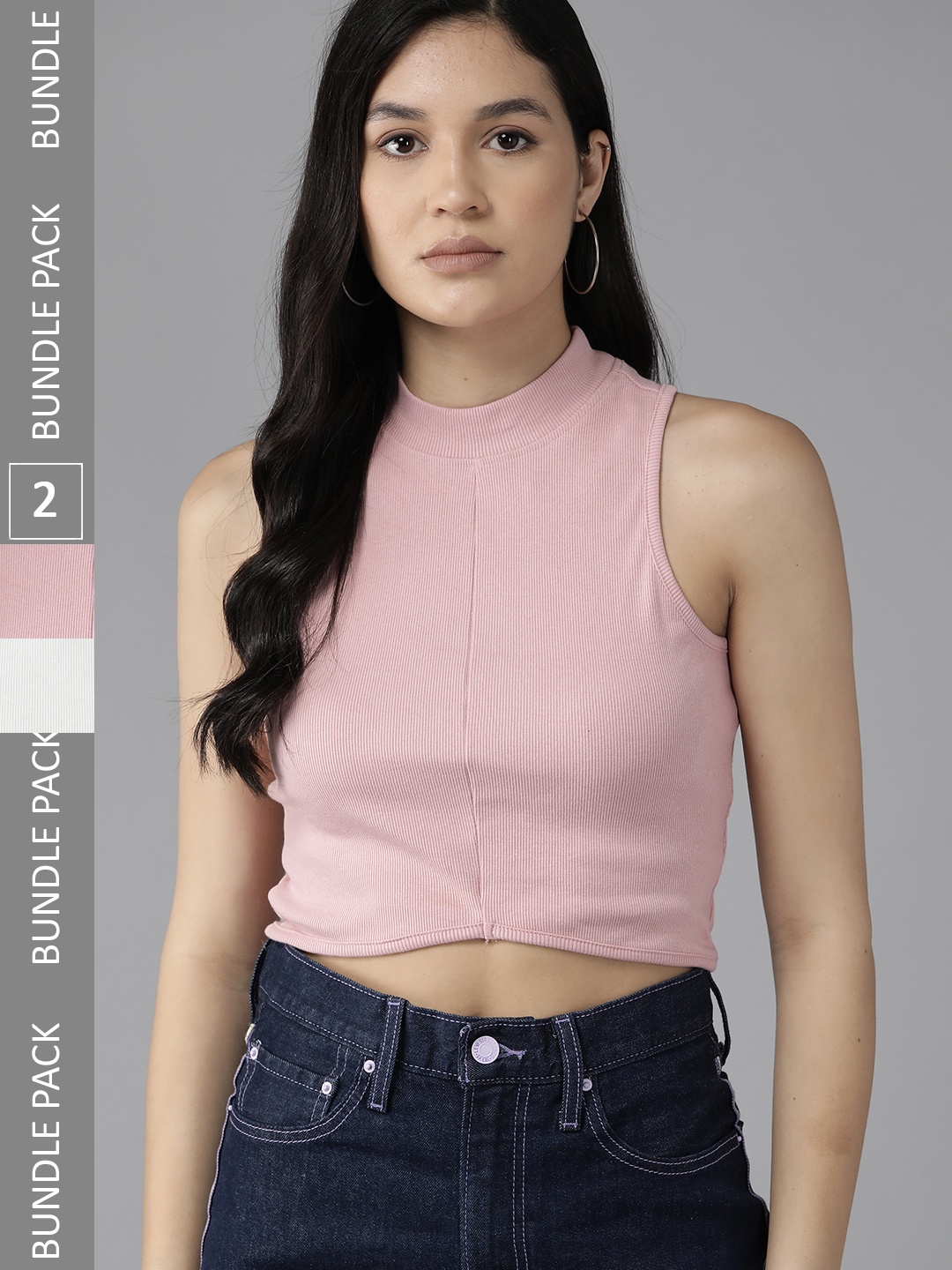 

The Roadster Lifestyle Co. Women Pack of 2 Crop Tops, Pink