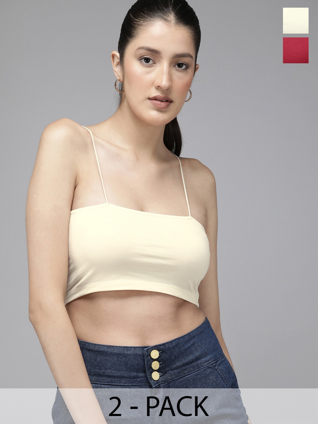

The Roadster Life Co. Pack of 2 Bralette Tops, Cream