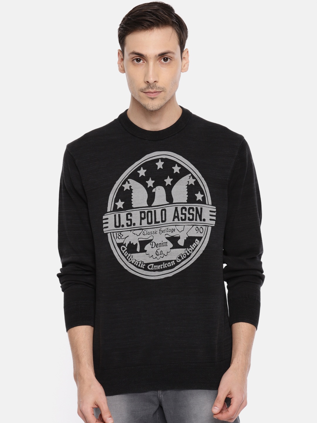 

U.S. Polo Assn. Denim Co. Men Black Printed Pullover Sweater