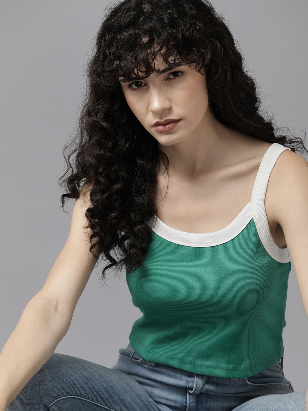 

The Roadster Lifestyle Co. Ribbed Crop Top, Green
