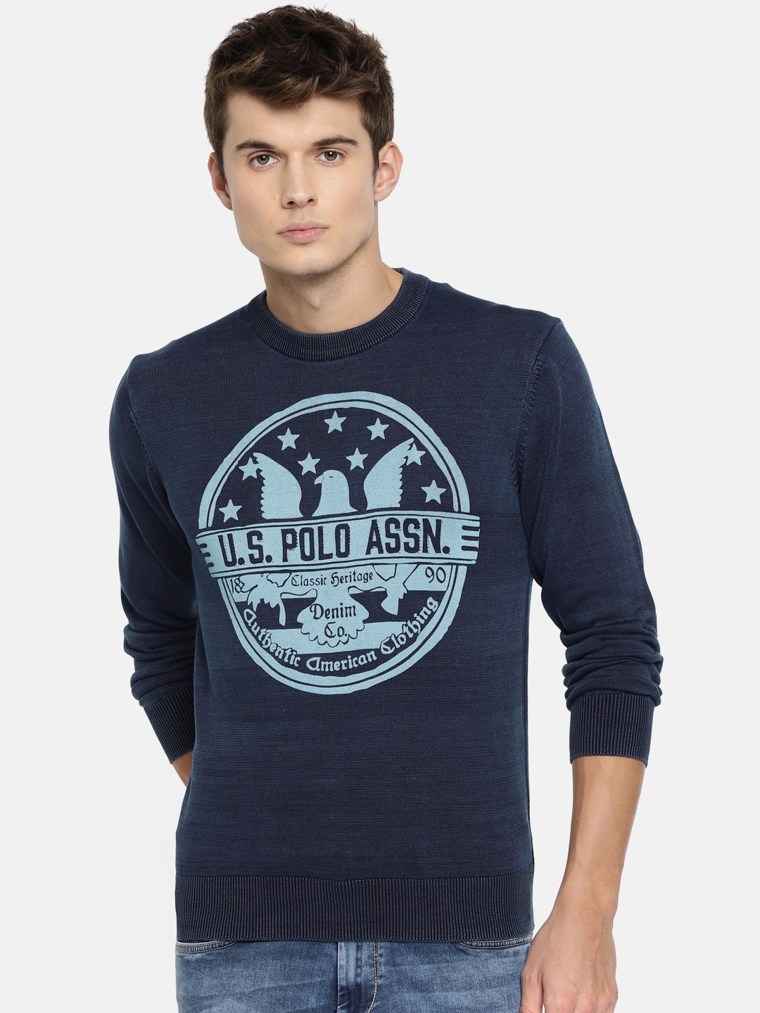 

U.S. Polo Assn. Denim Co. Men Navy Blue Printed Pullover